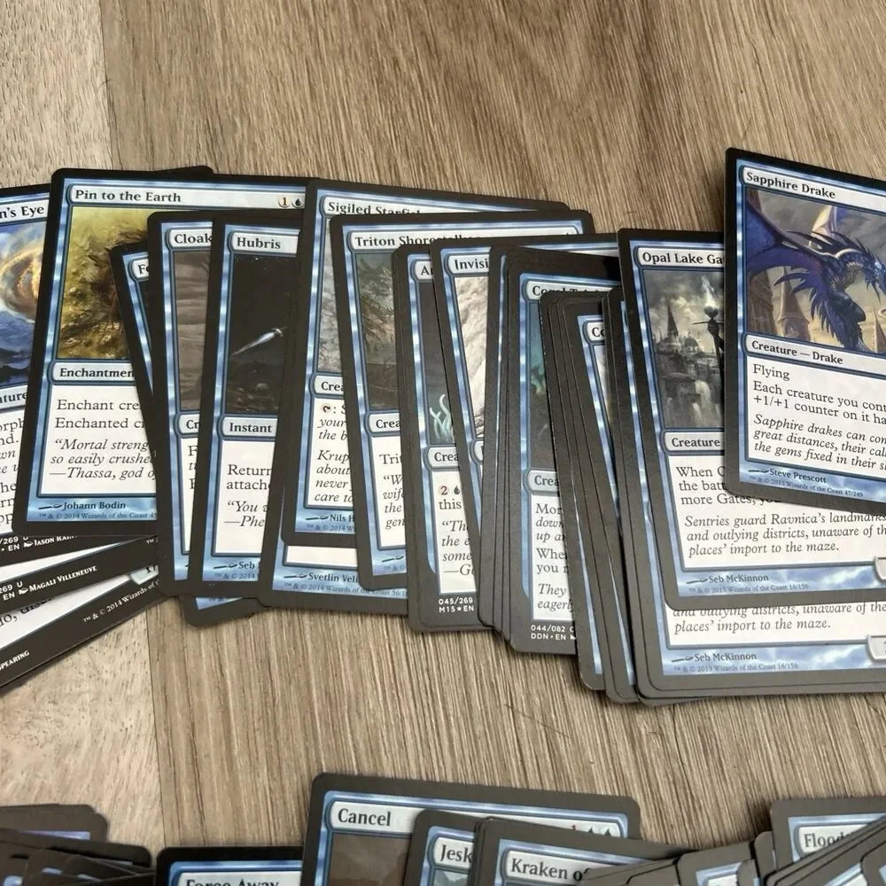 Magic The Gathering Deckmaster Card Lot of 225+ Mixed Blue Cards 2014 Wizards